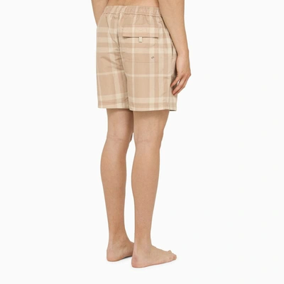 Shop Burberry Check Pattern Beach Boxer Shorts In Beige