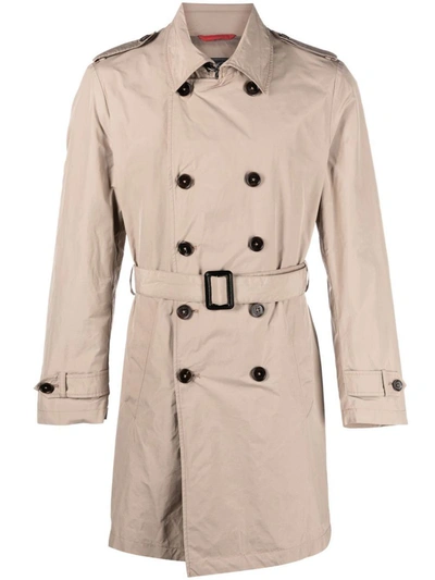 Shop Fay Double-breasted Trench Coat In Camel