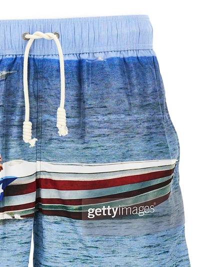 Shop Palm Angels 'getty Speedyboat' Swimming Trunks In Multicolor