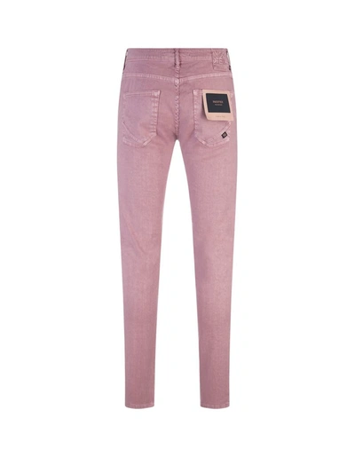 Shop Incotex Blue Division Linen Slim Fit Trousers In Pink