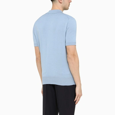 Shop Doppiaa Classic Knitted Polo Shirt In Light Blue