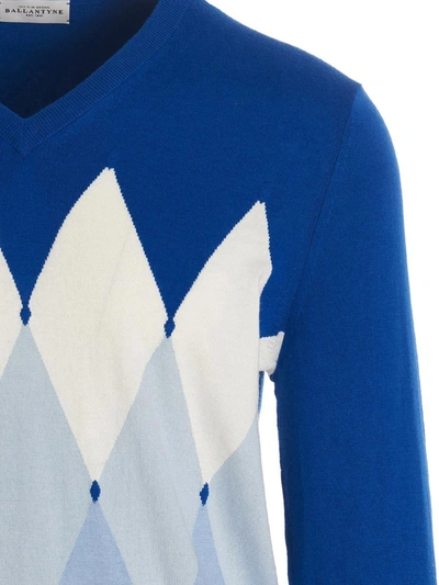 Shop Ballantyne 'argyle' Sweater In Light Blue