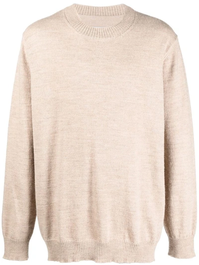 Shop Maison Margiela Wool Crewneck Jumper In White