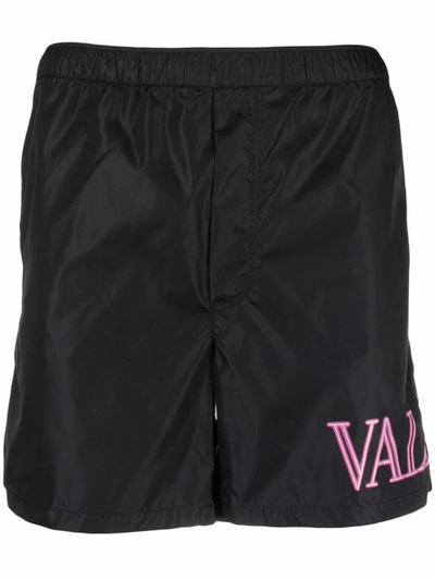 Shop Valentino Logo Nylon Swimsuit In Black