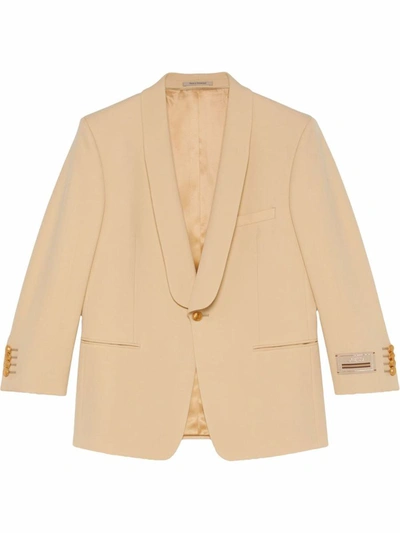 Shop Gucci Wool Single-breasted Blazer Jacket In Beige