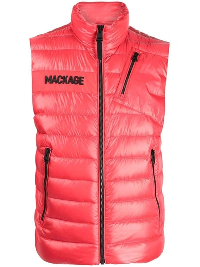Shop Mackage Hardy Down Vest Jacket In Red