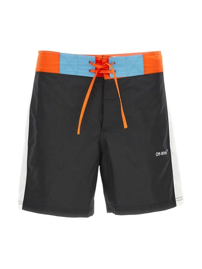 Shop Off-white 'arrow Block Sunset' Swimming Trunks In Multicolor