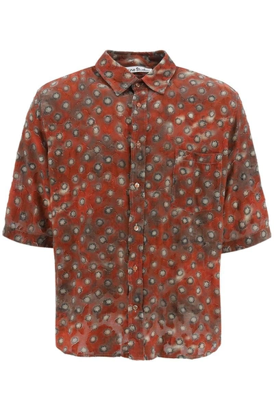 Shop Acne Studios Short-sleeved Jacquard Shirt In Multicolor