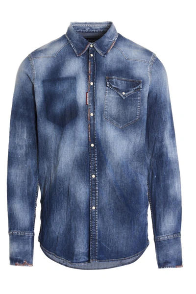 Shop Dsquared2 'classic Western' Shirt In Light Blue