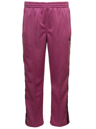 Shop Needles Track Pants With Band Stripe In Pink Technical Fabric Man In Fuxia