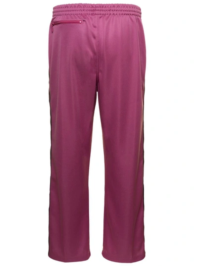 Shop Needles Track Pants With Band Stripe In Pink Technical Fabric Man In Fuxia