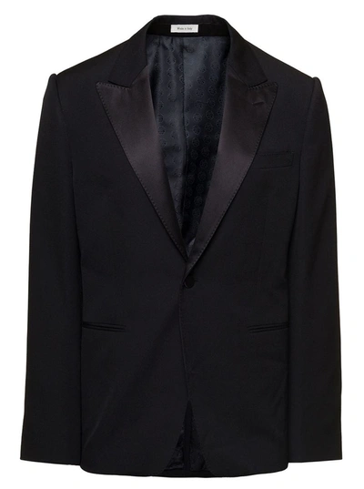 Shop Alexander Mcqueen Black Single-breasted Jacket With Notched Revers In Wool Man