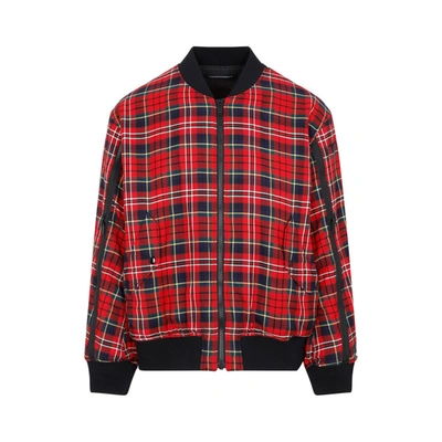 Undercover Red Check Bomber Jacket In Red