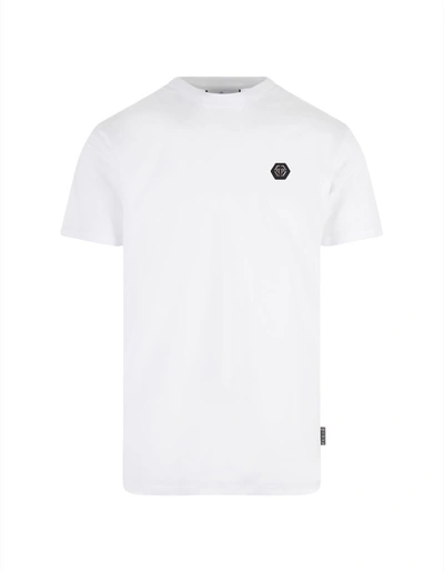 Shop Philipp Plein Back Gothic Plein T-shirt In White