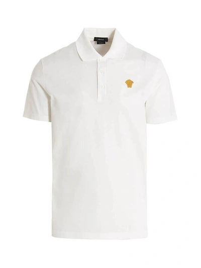 Shop Versace 'medusa' Polo Shirt In White