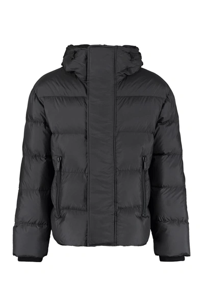 Dsquared2 Nylon Down Jacket With Logo Patch In Black