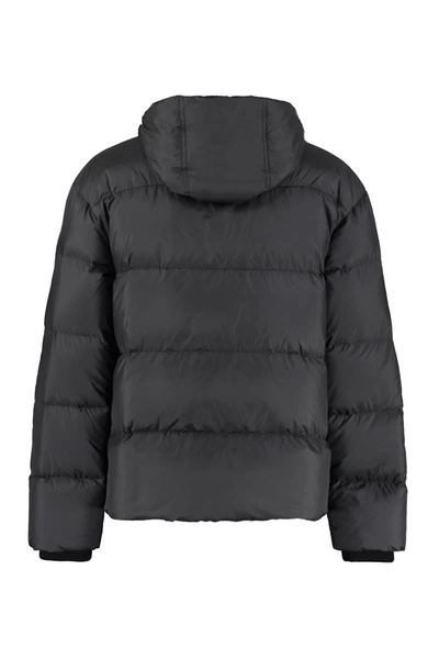 Dsquared2 Nylon Down Jacket With Logo Patch In Black