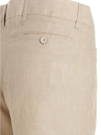 Shop Etro Linen Pants In Beige