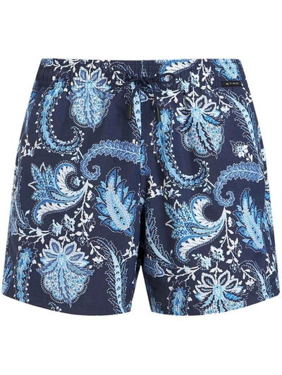 Shop Etro Paisley Swim Shorts In Clear Blue