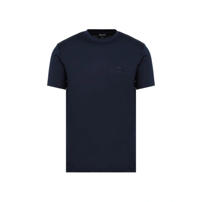 Shop Giorgio Armani Cotton T-shirt Tshirt In Blue