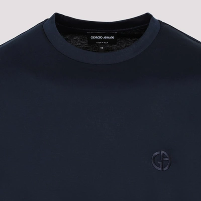 Shop Giorgio Armani Cotton T-shirt Tshirt In Blue