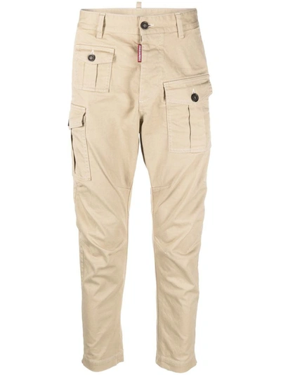 Shop Dsquared2 Cargo Chino Trousers In Beige