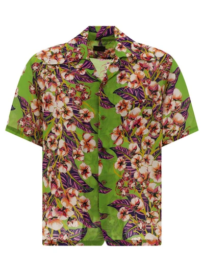 Shop Kapital "flower Pattern Aloha" Shirt In Green