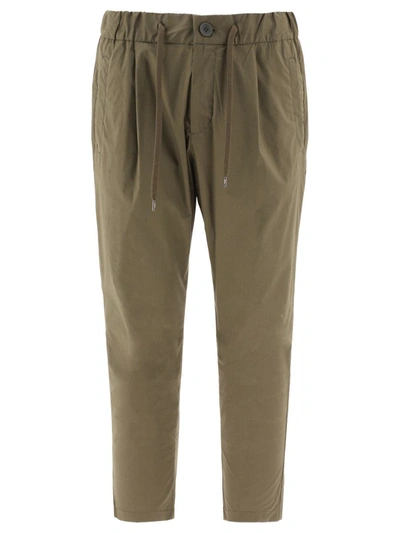 Shop Herno Stretch Cotton Trousers In Green