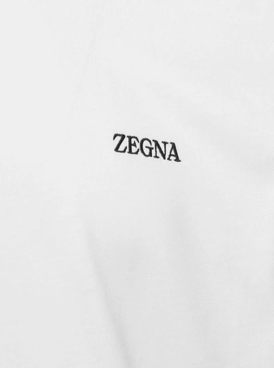 Shop Z Zegna White Crewneck T-shirt With Lettering In Cotton Man Zegna