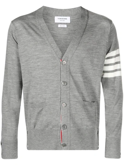 Shop Thom Browne Wool Cardigan In Light Grey