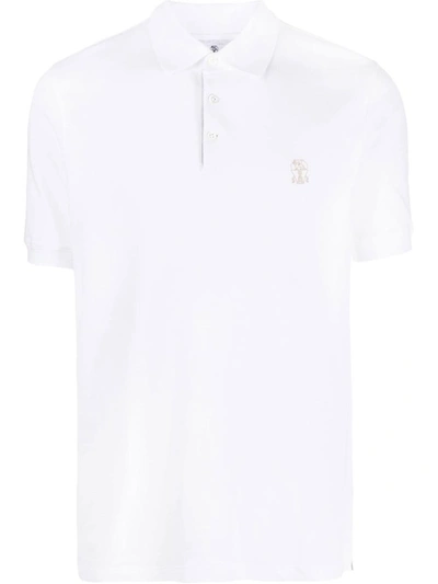 Shop Brunello Cucinelli T-shirts And Polos In <p>logo-print Cotton Polo Shirt From  Featuring White, Cotton, Logo Print At The C