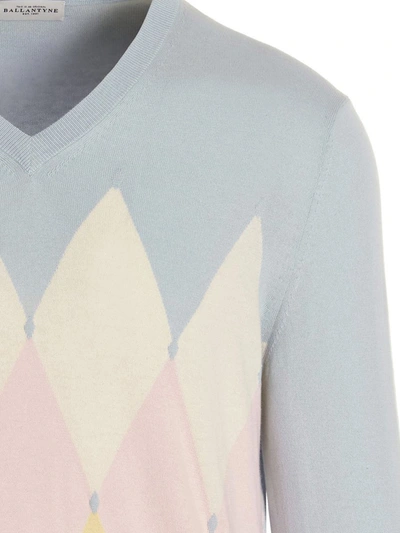 Shop Ballantyne ‘argyle' Sweater In Light Blue