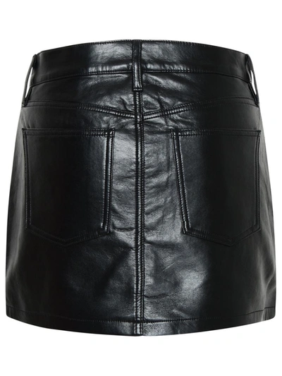 Shop Agolde Black Leather Blend Miniskirt