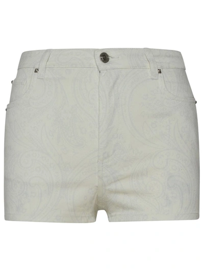 Shop Etro Paisley Shorts In White