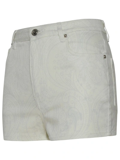Shop Etro Paisley Shorts In White