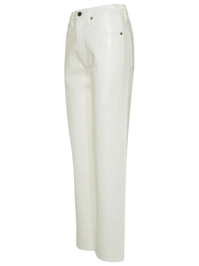 Shop Agolde 90's Pinch White Leather Blend Trousers
