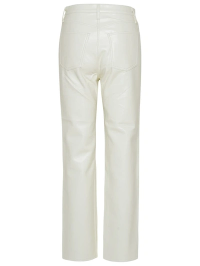 Shop Agolde 90's Pinch White Leather Blend Trousers
