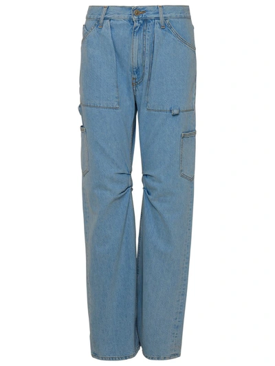 Shop Attico Ben In Eoh Cotton Denim Jeans In Light Blue