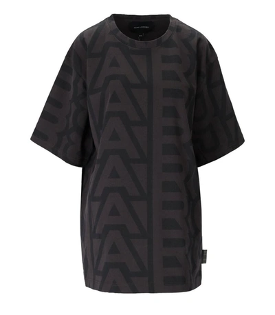 Shop Marc Jacobs The Monogram Big Black Charcoal T-shirt In Grey