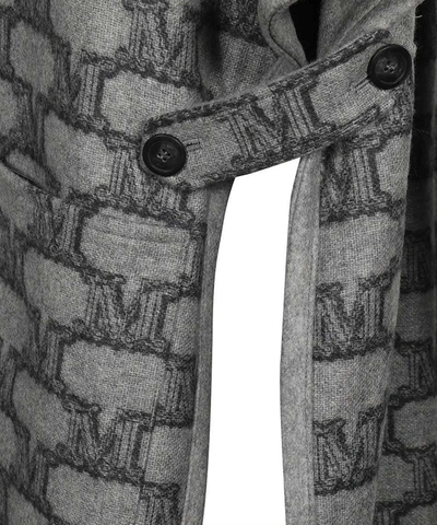 Shop Max Mara Zenica Reversible Knit Cape Coat In Grey