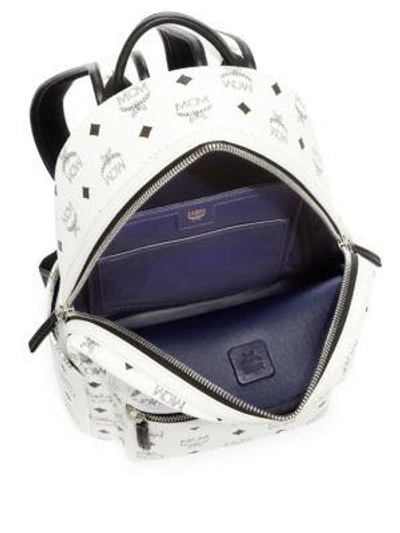 Shop Mcm Stark Small Coated Canvas Monogram Backpack In White