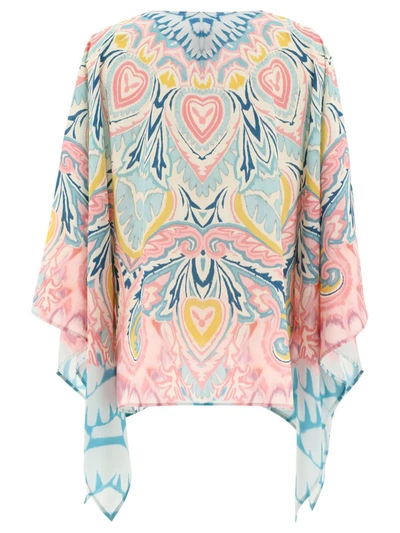 Shop Etro "paisley" Poncho In Blue