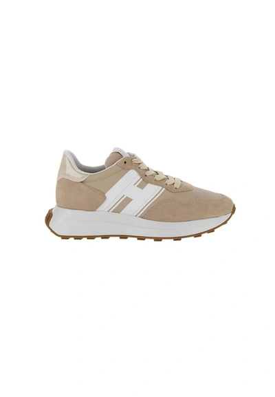 Shop Hogan "h641" Sneakers Leather In Beige