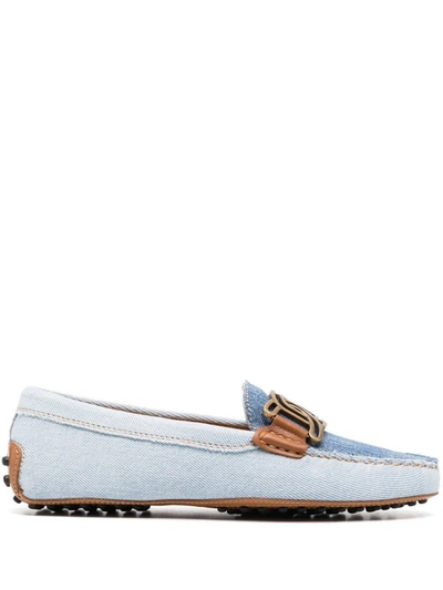 Shop Tod's Leather Loafers In Clear Blue