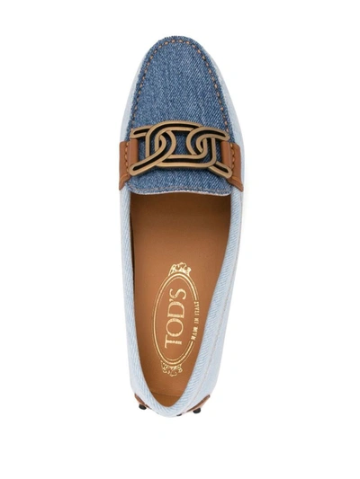 Shop Tod's Leather Loafers In Clear Blue