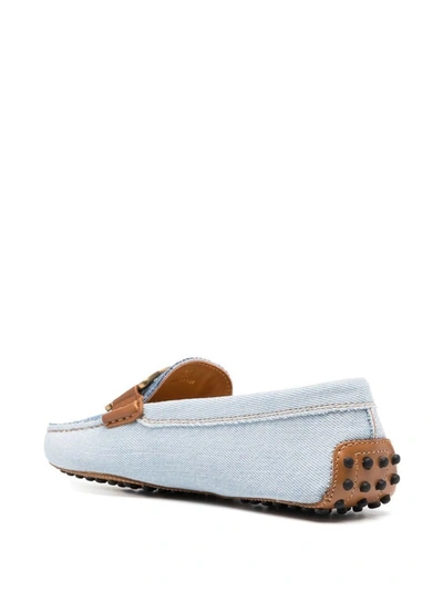 Shop Tod's Leather Loafers In Clear Blue