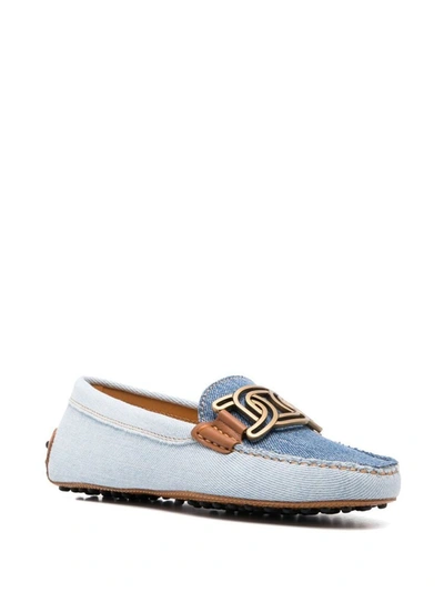 Shop Tod's Leather Loafers In Clear Blue