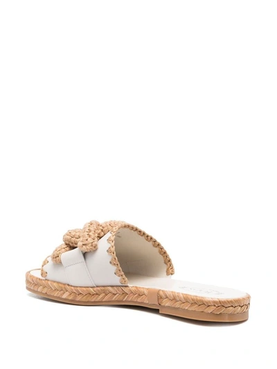 Shop Tod's Kate Leather Flat Sandals In White