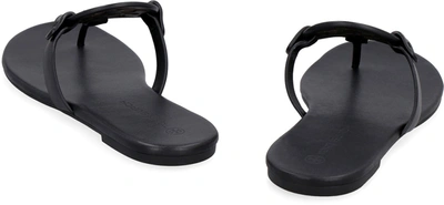 Shop Tory Burch Miller Leather Flat Sandals In Black