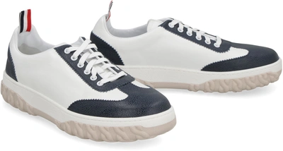 Shop Thom Browne Court Leather Low-top Sneakers In White